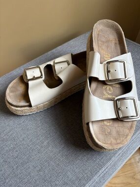 Sam Edelman Women’s Double Buckle Slide Sandals in White
